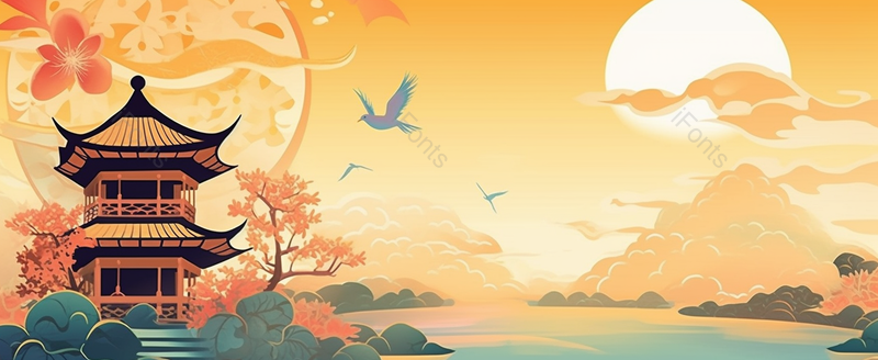 山水中国自然国潮装饰高塔风景树林古典风格湖泊水墨插画,插画/手绘图,插画/手绘图库,插画/手绘图下载,插画/手绘